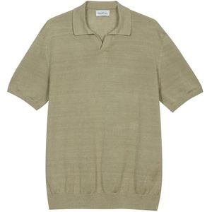 Diana Studio - Polo Sans Boutons Rasé en Tricot Homme, 100% Lin, Manches Courtes, Casual Fit, beige, M