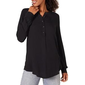 Amazon Essentials Chemisier tissé à manches longues pour femme, noir, L