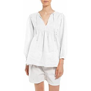 Replay blouse dames, 001 optisch wit