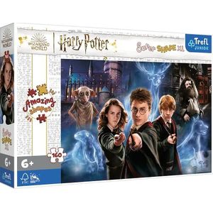 Trefl Junior - Harry Potter, de magische wereld van Harry Potter – puzzel 160 XL Super Shape – puzzel in gekke vorm, grote stukjes, puzzel met de figuren uit de film