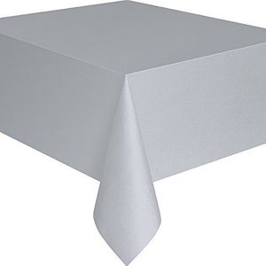 Unique Party 5083 - Zilver plastic tafelkleed, 9 ft x 4 ft