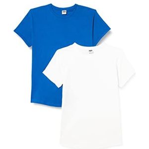 Urban Classics T-shirt voor heren, wit + sportief blauw