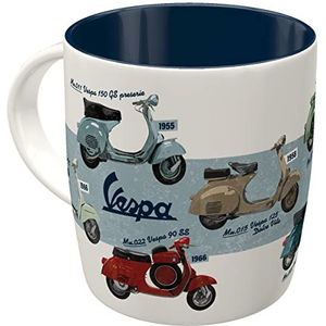Nostalgic-Art Retro koffiemok Vespa - Model Chart - cadeau-idee voor scooterfans, keramiek, vintage design, 330 ml