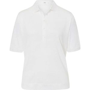 BRAX Stijl Claire Linen Solid Damespolo, Wit, 46