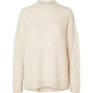 SELECTED FEMME SLFMALINE LS KNIT HIGH NECK NOOS, Bouleau/détail : mélange., XL