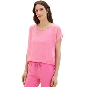 TOM TAILOR 1037408 T-shirt dames, 32655 - Roze bladdesign