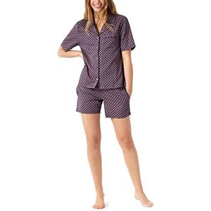 Schiesser Pjyama Korte Pijama Set dames, lila, 36, Lila.