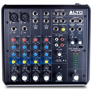Alto TrueMix 600 audiomixer met 2 XLR-microfooningangen, USB- en Bluetooth-audio-interface voor podcasting, live prestaties, opname, DJ, pc en Mac