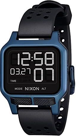 NIXON Heat A1320 Digitaal sporthorloge, ultradun, voor heren (38 mm gezicht, 20 mm band PU/rubber/siliconen), Zwart/Blauw, Sportief