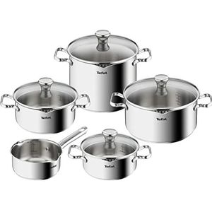 Tefal Duetto 5-delige kookset - Steelpan Ø 16 cm, kookpan 18/20/24 cm, soeppan 22 cm