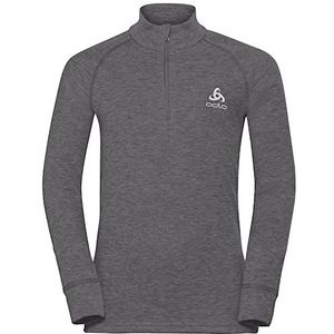 Odlo Bl Top T-shirt voor heren, turtle nek, L/S, halve ritssluiting, Active Warm Eco Kids, Odlo Steel Grey Melange