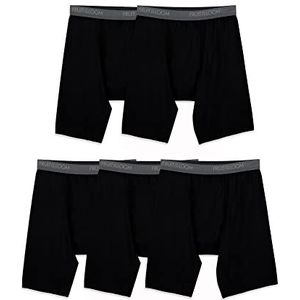 Fruit Of The Loom Micro-stretch boxershorts voor heren, zwart/grijs - lange pijpen
