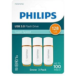 Philips Pen Drive 128 GB USB 3.0 FM12FD75E 3 stuks Pendrive Stick High Speed 128 GB met kap en sleutelhanger
