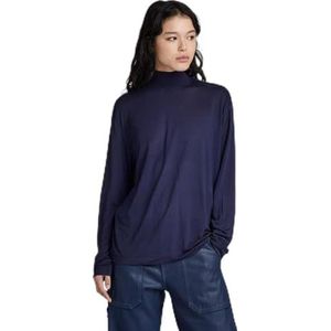 G-STAR RAW Essential Mock Loose T-shirt met lange mouwen voor dames, Blauw (Warm Sartho D24004-9297-c423)