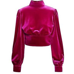 SWIRLIE Stretch fluwelen blouse voor dames, Roze