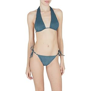 Emporio Armani Lurex dames bikini set met garen band en tanga, tropisch groen, XL, Tropisch groen