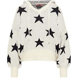 myMo ROCKS Sweatshirt met capuchon voor dames, Kleur: wit/zwart