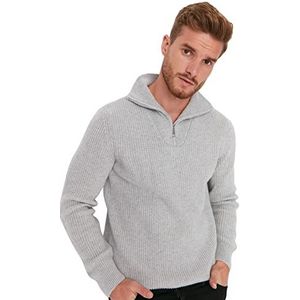 Trendyol Effen trui met hoge kraag trainingspak voor heren, grijs, S, grijs.