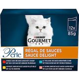 Purina Gourmet Perle Régal de Sauces vershoudzakjes voor volwassen katten, 12 x 85 g