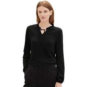 TOM TAILOR 1039100 T-shirt met lange mouwen voor dames, 14482 - Deep Black.