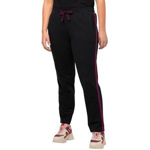 Ulla Popken Pantalon de jogging pour femme, bandes latérales, taille élastique, poches, Noir, 48-50 grande taille