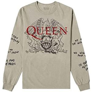 Queen T-shirt met Song Titles Handgeschreven Sleeve Print Officiële Unisex Lange Mouwen, Zand