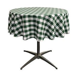 La tafelkleed van polyester, rond, geruit, polyester, groen/wit, 129,5 x 129,5 x 0,04 cm