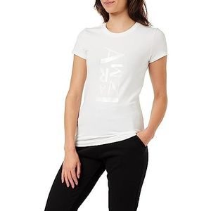 Armani Exchange Slim fit, groot logo T-shirt voor dames, Wit.