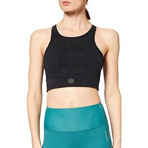 Under Armour Rush metallic sportbeha voor dames, zwart.
