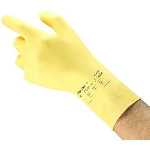 Ansell AlphaTec 87-086 latex multifunctionele handschoenen met lange manchet, chemische bescherming en voedselveiligheid, herbruikbare keukenhandschoenen, huishoudelijke reiniging en vaatwasser, geel,