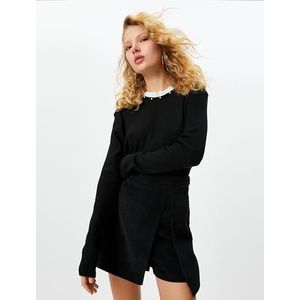 Koton Mini jupe-short en Corduroy pour femme, noir (999), 42