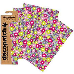 Décopatch C552O – 3 vellen bedrukt papier, 30 x 40 cm, ronde roze en anijsgroen