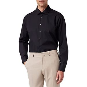 Seidensticker Zakelijk overhemd voor heren, strijkvrij, slim fit, lange mouwen, Kent kraag, 100% katoen, zwart (zwart 39)