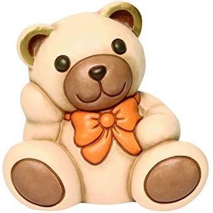 THUN® - Aldo middelgrote teddybeer met oranje strik – verzameldieren – keramiek – de klassieker