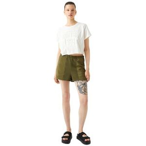 Koton Mini-shorts met elastische taille en zakken voor dames, Khaki (854)