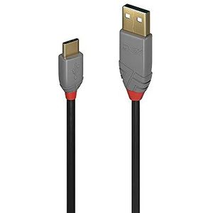 USB 2.0 kabel type A naar c antraciet lijn 0,5 m
