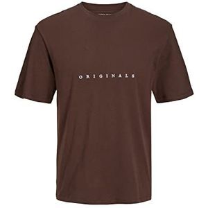 JACK & JONES Heren T-shirt - Regular Fit - Logo - Uniseks, kastanje/pasvorm: casual / org print / wolkenembleem