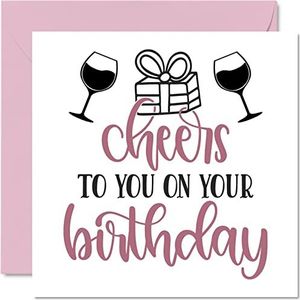 Mooie verjaardagskaarten voor jou: Cheers To You On Your Birthday-kaart voor mama, dochter, kleinkind, zus, tante, nichtje, oma, Nounou, 145 mm x 145 mm