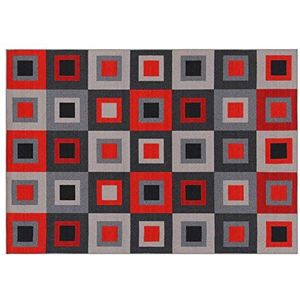 ABC Modern tapijt, keuken, Joy Grey, rood, 140 x 200 cm