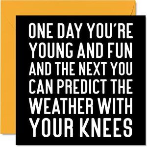 Knees Predict The Weather Grappige verjaardagskaart voor mannen en vrouwen, onbeleefde verjaardagskaarten voor hem, moeder, vader, broer, zus, vriend, collega's, 145 mm x 145 mm