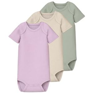 Name it Baby Uniseks 3P Ss Solid Rib Noos Bodysuit, Winsome orchidee.