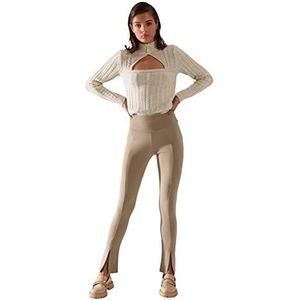 Trendyol Disciptal gedetailleerde gebreide legging, mink, large aux vrouwen