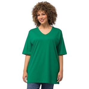 Ulla Popken, Dames, grote maten, T-shirt, V-hals voor dames, Emerald Groen