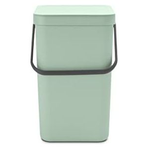 Brabantia - Sort & Go afvalemmer 25 l - Grote afvalemmer voor de keuken - deksel met permanente opening - Draaggreep - Gemakkelijk te reinigen - Past aan de muur - Jade Green - 27 x 35 x 40 cm