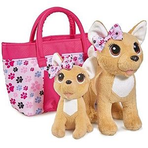 Simba 105893213 ChiChi Love Happy Family Chihuahua pluche dier chihuahua in twee verschillende maten, 20/14 cm, met modieuze tas, vanaf 3 jaar