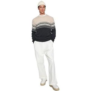 Trendyol Homme Slim fit Basic Crew Neck Knitwear Sweater,Anthracite,XL, Anthracite, XL