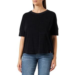 camel active T-shirt en tissu éponge à col rond pour femme, gris foncé, M