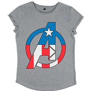 Marvel Avengers Classic-Avenger Captian America Dames rold Sleeve T-Shirt Melange Grey, XL Dames Melange Grey, XL, Grijze mix.