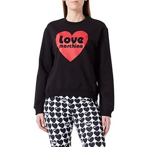 Love Moschino Sweat-Shirt À Col Rond Coupe Droite Maillot de survêtement Femme, Noir, 42