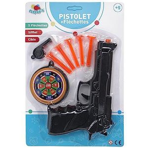 FLYPOP'S - Gun met dartpijlen - kostuumaccessoires - 180179LIN - zwart - kunststof - politieagent - speelgoed voor kinderen - carnaval - kostuum - 21 cm x 31,5 cm - vanaf 3 jaar